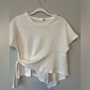 Yansoo White Side Wrap T-Shirt